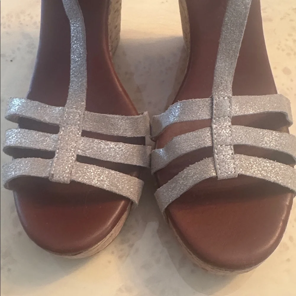 Matt Bernson Gray Strappy Cork Wedge Sandals – Women’s Size 7 - Picture 8 of 13